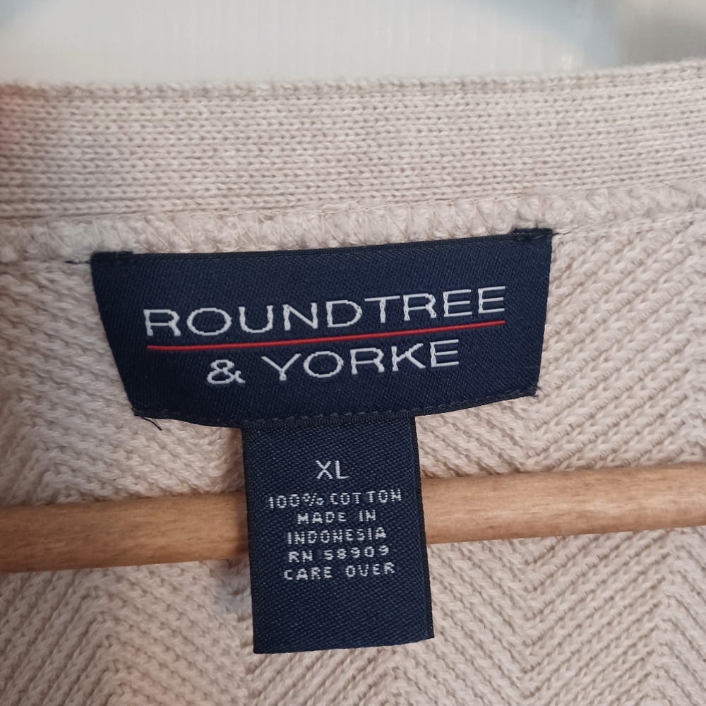RoundTree & Yorke 100%cotton Grandpa Button Front Sweater Cardigan Sz XL - Picture 4 of 5